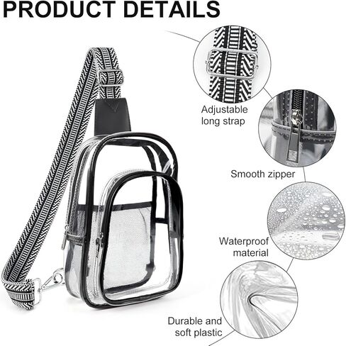 3 جيوب حقيبة واضحة لأحداث الاستاد ، حقيبة رياضية كبيرة من Crossbody الشفافة ، فاني حزمة المحفظة للنساء الرجال in Kuwait