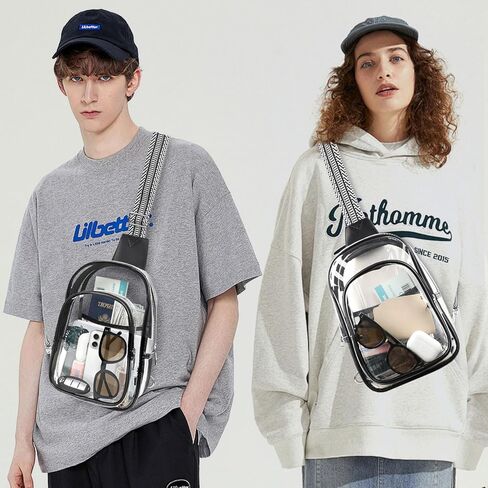 3 جيوب حقيبة واضحة لأحداث الاستاد ، حقيبة رياضية كبيرة من Crossbody الشفافة ، فاني حزمة المحفظة للنساء الرجال in Kuwait