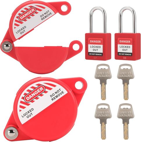 Gate Valve Lockout with Safety Padlock, Hose Bib Lock for Water Spigot/Outdoor Water Faucet/Propane Tank, Suited for 1 to 2-1/2 in Dia Valve Handles, OSHA Compliant(1 Pack) in Kuwait