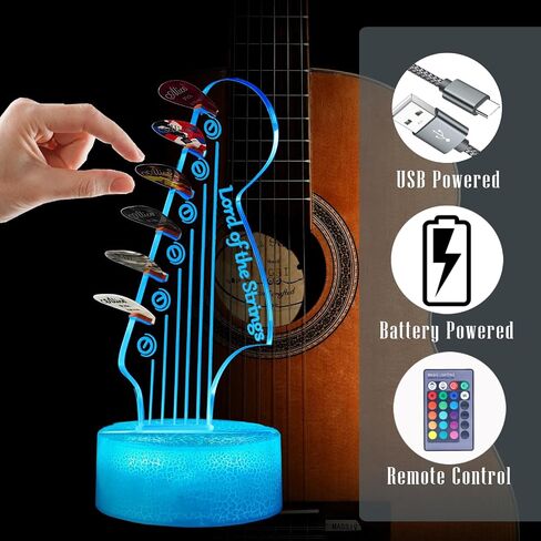 Guitar Pick Holder ، Light Up Guitar Pick (AA Beathy Powered) مع رف تخزين RGB 16-COLOR RACK ، قاموس باس كهربائي صوتي ، هدية إكسسوارات الجيتار (تشمل 6 اختيارات) in Kuwait