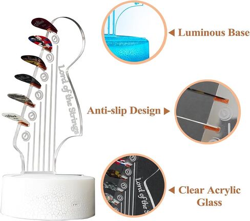 Guitar Pick Holder ، Light Up Guitar Pick (AA Beathy Powered) مع رف تخزين RGB 16-COLOR RACK ، قاموس باس كهربائي صوتي ، هدية إكسسوارات الجيتار (تشمل 6 اختيارات) in Kuwait