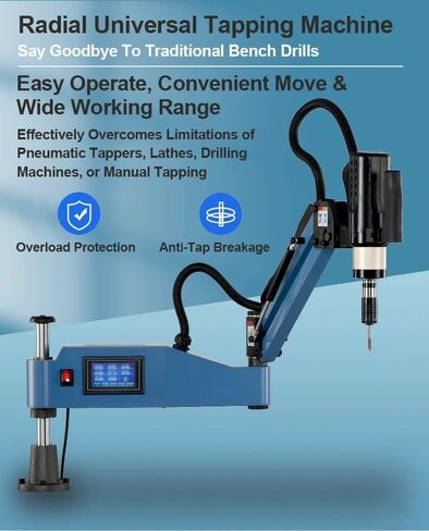 Electric Tapping Machine, M3-M16 US Stock Tapper, 360° Universal Tapping Arm with 9PCS ANSI Collets Included,Voltage 110V in Saudi Arabia
