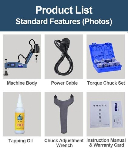 Electric Tapping Machine, M3-M16 US Stock Tapper, 360° Universal Tapping Arm with 9PCS ANSI Collets Included,Voltage 110V in Saudi Arabia