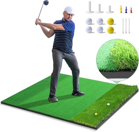 حصيرة الجولف: حصيرة غولف 5 × 4 قدمًا من أجل حصيرة ممارسات داخلية خارجية ، 3 في 1-حصيرة تدريبية تري تورف ، حصيرة تدريب على الجولف مع العشب الخام | العشب في Fairway | نايلون العشب لمزيد من التقطيع المتأرجح in Kuwait