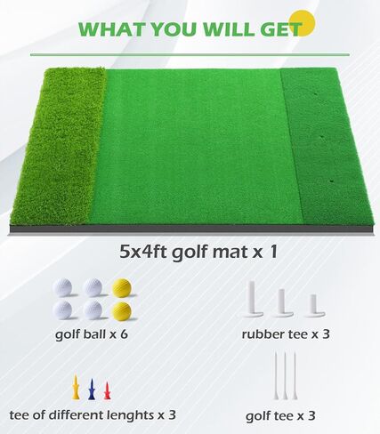 حصيرة الجولف: حصيرة غولف 5 × 4 قدمًا من أجل حصيرة ممارسات داخلية خارجية ، 3 في 1-حصيرة تدريبية تري تورف ، حصيرة تدريب على الجولف مع العشب الخام | العشب في Fairway | نايلون العشب لمزيد من التقطيع المتأرجح in Kuwait