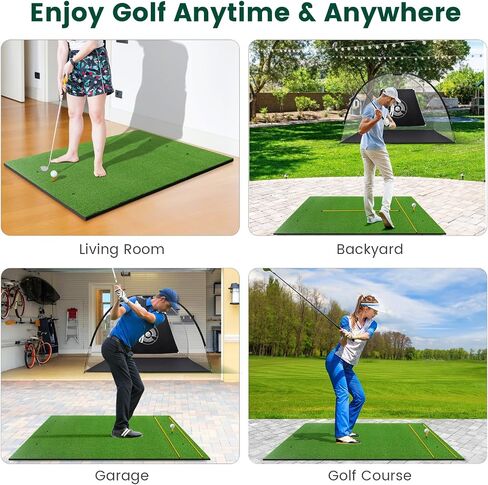 حصيرة Goplus golf ، 5 × 3 قدم/5 × 4 أقدام وضرب حصيرة 20/25/7/27/32 مم مع عصي المحاذاة و 2 الجولف المحمولة ، حصيرة العشب الصناعي المحمولة لممارسة حصيرة في الهواء الطلق الداخلية في الهواء الطلق in Saudi Arabia