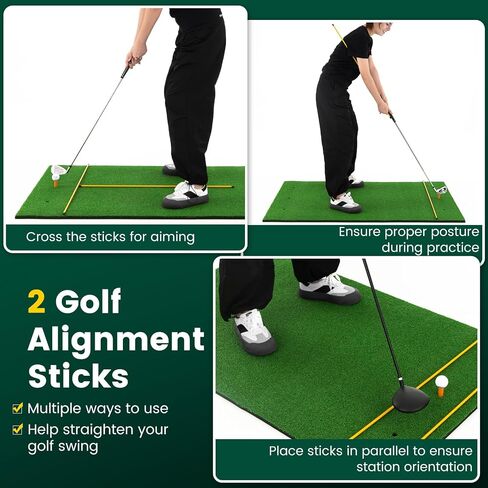 حصيرة Goplus golf ، 5 × 3 قدم/5 × 4 أقدام وضرب حصيرة 20/25/7/27/32 مم مع عصي المحاذاة و 2 الجولف المحمولة ، حصيرة العشب الصناعي المحمولة لممارسة حصيرة في الهواء الطلق الداخلية في الهواء الطلق in Saudi Arabia
