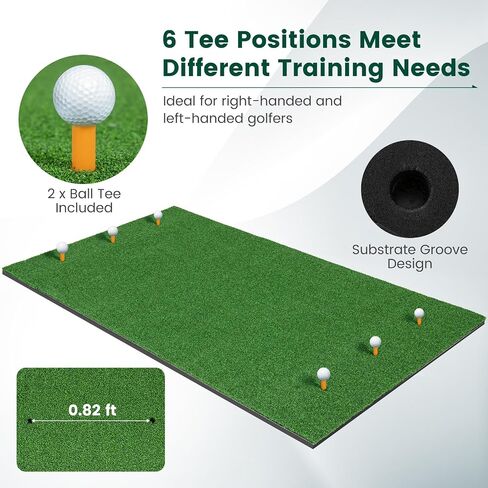 حصيرة Goplus golf ، 5 × 3 قدم/5 × 4 أقدام وضرب حصيرة 20/25/7/27/32 مم مع عصي المحاذاة و 2 الجولف المحمولة ، حصيرة العشب الصناعي المحمولة لممارسة حصيرة في الهواء الطلق الداخلية في الهواء الطلق in Saudi Arabia
