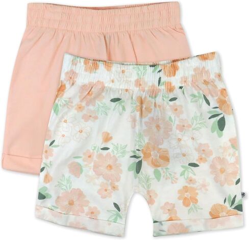 HonestBaby Cuffed Short 100% Organic Cotton for Infant Baby and Toddler Girls, Aloha Daisy (2-Pack) in Saudi Arabia