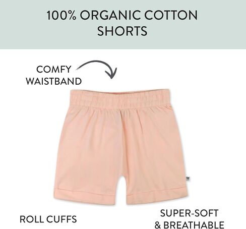 HonestBaby Cuffed Short 100% Organic Cotton for Infant Baby and Toddler Girls, Aloha Daisy (2-Pack) in Saudi Arabia