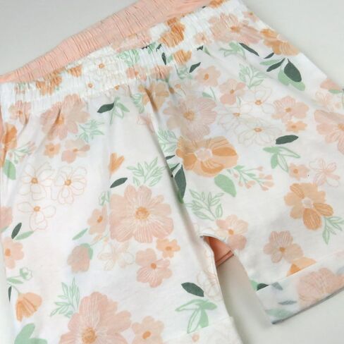 HonestBaby Cuffed Short 100% Organic Cotton for Infant Baby and Toddler Girls, Aloha Daisy (2-Pack) in Saudi Arabia