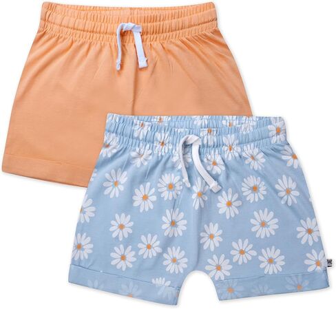 HonestBaby Cuffed Short 100% Organic Cotton for Infant Baby and Toddler Girls, Aloha Daisy (2-Pack) in Saudi Arabia