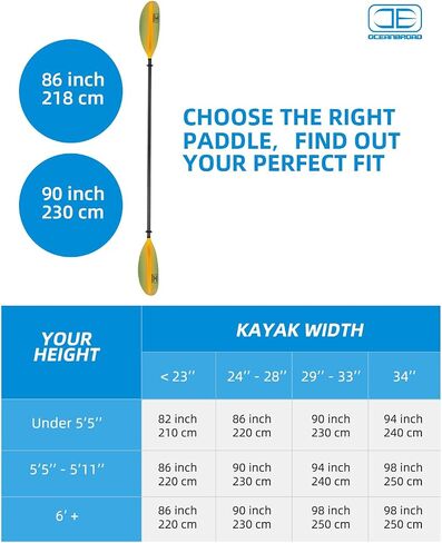 Oceanbroad Carbon Carbon Kayak Paddle 90.5in/230cm ، 86in/218cm للبالغين من الكاياك القوارب المجذاف مع مقود مجداف in Saudi Arabia