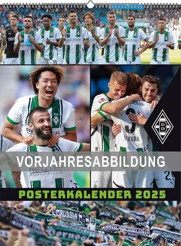 N neumannverlage - Borussia Mönchengladbach 2025 Calendar ، 48 × 64 سم ، تقويم كرة القدم مع النجوم الزخارف ، تقويم المعجبين مع أبرز كرة القدم ، والتواصل الحلزوني والتقويم الدولي in Saudi Arabia