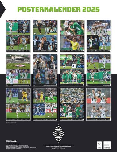 N neumannverlage - Borussia Mönchengladbach 2025 Calendar ، 48 × 64 سم ، تقويم كرة القدم مع النجوم الزخارف ، تقويم المعجبين مع أبرز كرة القدم ، والتواصل الحلزوني والتقويم الدولي in Saudi Arabia