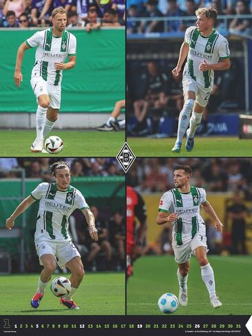N neumannverlage - Borussia Mönchengladbach 2025 Calendar ، 48 × 64 سم ، تقويم كرة القدم مع النجوم الزخارف ، تقويم المعجبين مع أبرز كرة القدم ، والتواصل الحلزوني والتقويم الدولي in Saudi Arabia