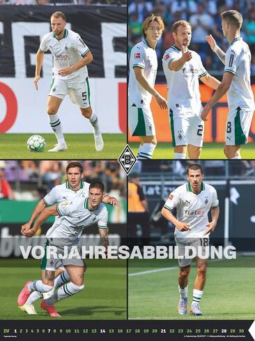 N neumannverlage - Borussia Mönchengladbach 2025 Calendar ، 48 × 64 سم ، تقويم كرة القدم مع النجوم الزخارف ، تقويم المعجبين مع أبرز كرة القدم ، والتواصل الحلزوني والتقويم الدولي in Saudi Arabia
