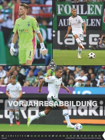 N neumannverlage - Borussia Mönchengladbach 2025 Calendar ، 48 × 64 سم ، تقويم كرة القدم مع النجوم الزخارف ، تقويم المعجبين مع أبرز كرة القدم ، والتواصل الحلزوني والتقويم الدولي in Saudi Arabia