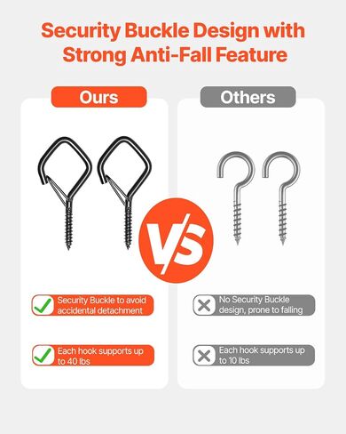 VEVOR 20 PCS Q-Hanger Hooks ، 2.17 في Q Hanger String Light Hooks في الهواء الطلق ، والسنانير المسمار في الهواء الطلق الثقيلة مع مشبك أمان ، لتعليق أضواء السلسلة في الهواء الطلق ، وأضواء عيد الميلاد ، والكؤوس ، والديكورات (أسود) in Saudi Arabia