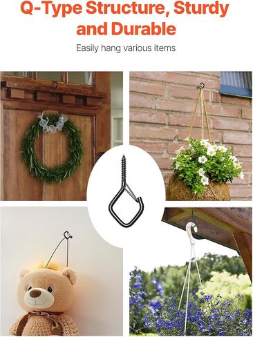 VEVOR 20 PCS Q-Hanger Hooks ، 2.17 في Q Hanger String Light Hooks في الهواء الطلق ، والسنانير المسمار في الهواء الطلق الثقيلة مع مشبك أمان ، لتعليق أضواء السلسلة في الهواء الطلق ، وأضواء عيد الميلاد ، والكؤوس ، والديكورات (أسود) in Saudi Arabia