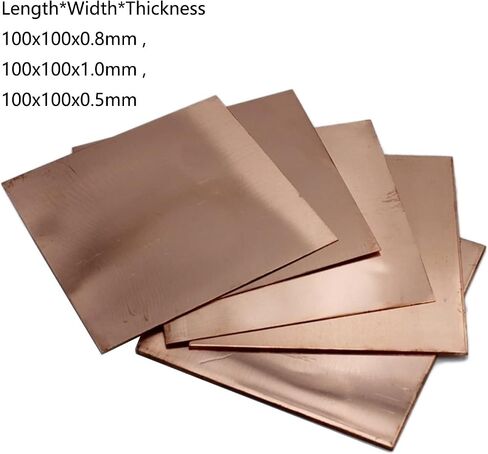 Pure Copper Sheets, 1 Pcs 100 * 100mm Square Purple Copper Sheet, 0.5/0.8/1.0mm Thickness Metal Sheet, DIY Craft Supplies, Industrial, Craft Materials(100x100x0.8mm) in Saudi Arabia