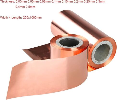 1M/ROLL 0.03-0.5 مم T2 المعدن النحاسي النقي النقي ، ورقة رقائق نحاسية حمراء ، مستلزمات DIY الحرفية ، الأدوات الصناعية (0.08x200x1000mm) in Saudi Arabia