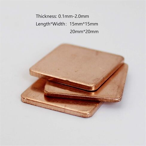 أوراق النحاس النقية ، 10pcs 0.1mm-2.0mm ورقة معدنية نحاسية سميكة ، شريط نحاسي كمبيوتر محمول ، شريط نحاسي ، بالوعة حرارة حشية لتبريد ذاكرة رقاقة الرسومات (1.5x15x15mm 10pcs) in Saudi Arabia