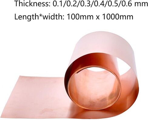 1 PCS 1M Metal Sheet Metal ، 99.5 ٪ Strip Pure Copper Strip ، يستخدم على نطاق واسع في الحرف اليدوية ، DIY ، الصناعة ، مواد البناء 0.1-0.6 مم (0.6x100x1000mm) in Saudi Arabia
