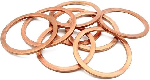 Copper Flat Washer M10 Seal Gasket Inner Diameter 10mm Sealing Ring Thin Sheet T3 Red Copper Washer(10x14x2(20Pcs)) in Kuwait
