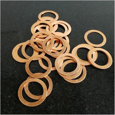 Copper Flat Washer M10 Seal Gasket Inner Diameter 10mm Sealing Ring Thin Sheet T3 Red Copper Washer(10x14x2(20Pcs)) in Kuwait