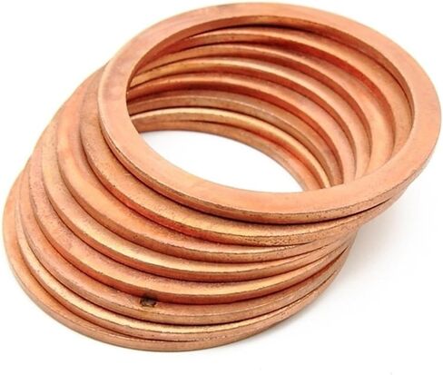 Copper Flat Washer M10 Seal Gasket Inner Diameter 10mm Sealing Ring Thin Sheet T3 Red Copper Washer(10x14x2(20Pcs)) in Kuwait