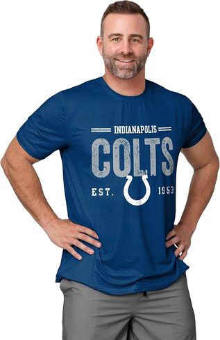 FOCO NFL Men's Officially Licensed Football Team Logo Wordmark Distressed Performance Team Color Crewneck T-Shirt in Saudi Arabia