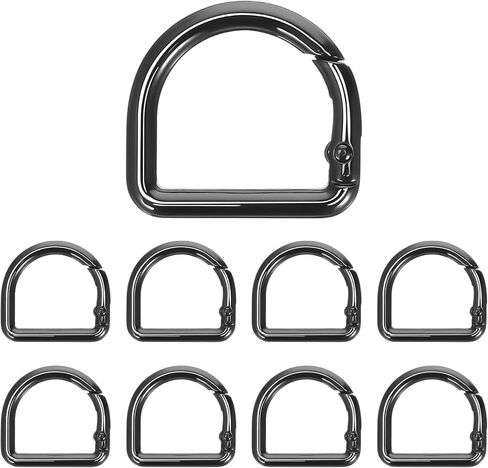 STOBOK 9Pcs D Ring Spring Key Hooks Alloy D Keyring Clip Clasp Semicircle Spring Snap Clip for Backpacks Handbag Purse Keychain Ring, Black in Saudi Arabia