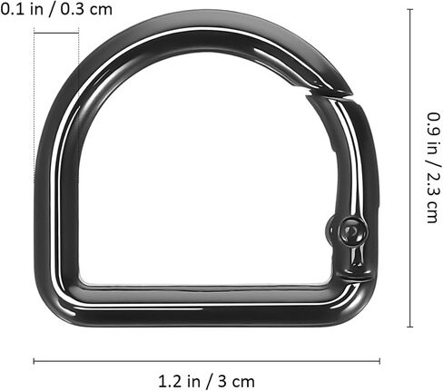 STOBOK 9Pcs D Ring Spring Key Hooks Alloy D Keyring Clip Clasp Semicircle Spring Snap Clip for Backpacks Handbag Purse Keychain Ring, Black in Saudi Arabia