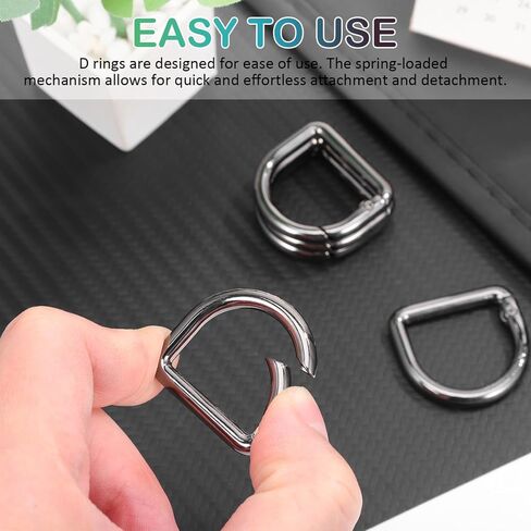 STOBOK 9Pcs D Ring Spring Key Hooks Alloy D Keyring Clip Clasp Semicircle Spring Snap Clip for Backpacks Handbag Purse Keychain Ring, Black in Saudi Arabia
