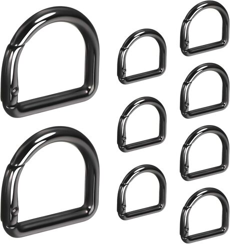 STOBOK 9Pcs D Ring Spring Key Hooks Alloy D Keyring Clip Clasp Semicircle Spring Snap Clip for Backpacks Handbag Purse Keychain Ring, Black in Saudi Arabia