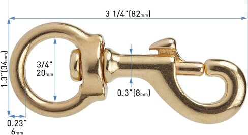 Dogline Solid Brass Snow Snap Hook Clip Highted Duty Clip لعلم العلم ، عمل جلدي ، مقود Dog Pet ، Tiedown 225 Hardware (5 قطع ، 3/4 ") in Saudi Arabia