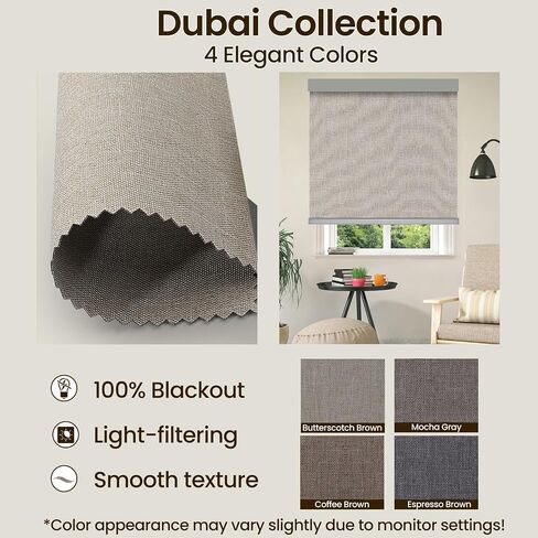 Motorized Smart Blinds with Remote – 100% Blackout Roller Shades – Alexa, Google, Apple HomeKit, Tuya App –Automatic Curtains for Home Office – Plug-in or Rechargeable Motor in Saudi Arabia