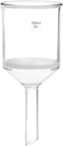 QWORK 250ml Filtering Buchner Funnel Medium Frit (G1) Lab Glassware with Standard 24/40 Joint and Vacuum Serrated Tubulation, 76mm I.D in Saudi Arabia
