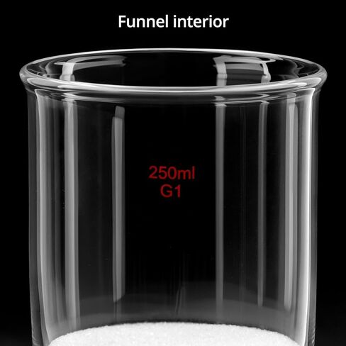 QWORK 250ml Filtering Buchner Funnel Medium Frit (G1) Lab Glassware with Standard 24/40 Joint and Vacuum Serrated Tubulation, 76mm I.D in Saudi Arabia