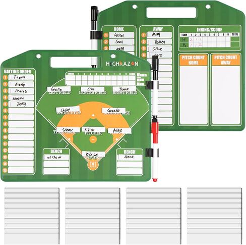 Magnetic Baseball Coach Clipboard, Dry Erase Lineup Board, Premium Tactical Baseball Coaching Board with 40 Lineup Cards, Dugout Display Softball Coaching Accessories - Green in Saudi Arabia