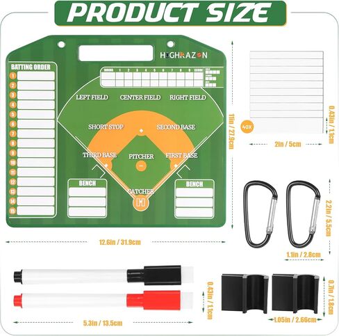 Magnetic Baseball Coach Clipboard, Dry Erase Lineup Board, Premium Tactical Baseball Coaching Board with 40 Lineup Cards, Dugout Display Softball Coaching Accessories - Green in Saudi Arabia