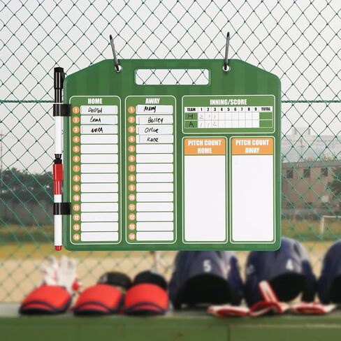 Magnetic Baseball Coach Clipboard, Dry Erase Lineup Board, Premium Tactical Baseball Coaching Board with 40 Lineup Cards, Dugout Display Softball Coaching Accessories - Green in Saudi Arabia