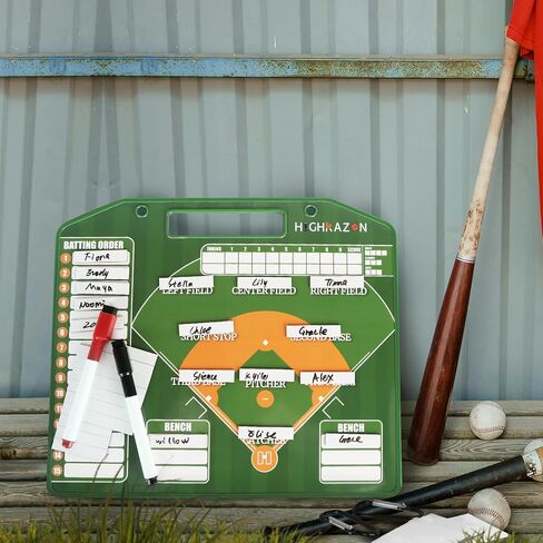 Magnetic Baseball Coach Clipboard, Dry Erase Lineup Board, Premium Tactical Baseball Coaching Board with 40 Lineup Cards, Dugout Display Softball Coaching Accessories - Green in Saudi Arabia
