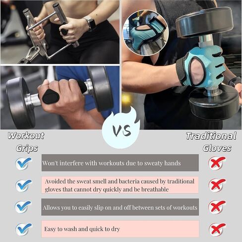 Anti-Slip Workout Grips, Ergonomic Workout Gloves, Weight Lifting Grips, for Men and Women, Silicone Gym Grips Pads, Soft, Palm Protection, Suitable for Various Fitness Training in Saudi Arabia