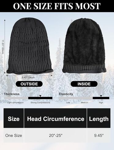 Senker Fashion 2 Pack Winter Slouchy beanie للنساء ، بيني متماسكة الصوف الدافئ المبطن هدايا كاب جمجمة كبيرة الحجم in Kuwait