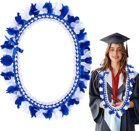 2 PCS التخرج LEIS مضفر الشريط LEI 2025 ، قلادة زهرة التخرج الأحمر والأسود هاواي لايس لتوفيرات التخرج من الخريجين إكسسوارات الهدايا in Kuwait