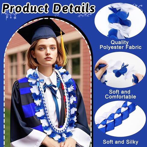 2 PCS التخرج LEIS مضفر الشريط LEI 2025 ، قلادة زهرة التخرج الأحمر والأسود هاواي لايس لتوفيرات التخرج من الخريجين إكسسوارات الهدايا in Kuwait