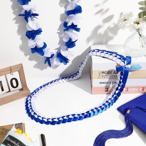 2 PCS التخرج LEIS مضفر الشريط LEI 2025 ، قلادة زهرة التخرج الأحمر والأسود هاواي لايس لتوفيرات التخرج من الخريجين إكسسوارات الهدايا in Kuwait