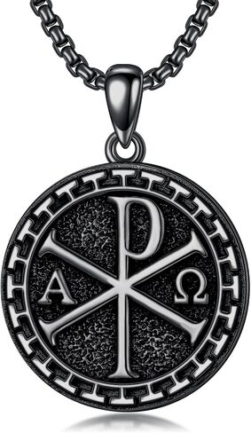 قلادة تشي Rho 925 Sterling Silver Chi Rho Alpha Omega PX XP Symbas in Kuwait